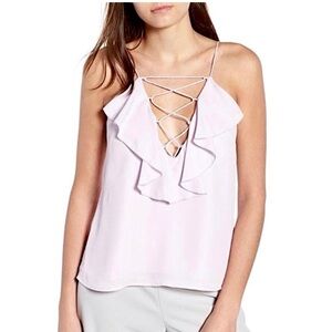Wayf Lilac Ruffle Lace-Up Cami Tank